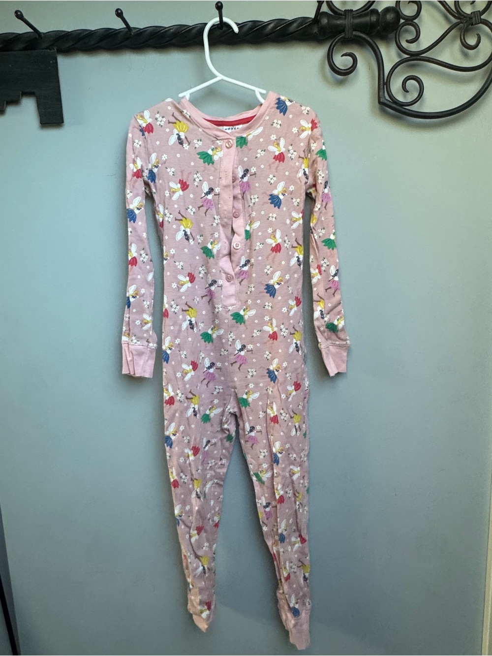 Mini Boden 7y Kids Pink Floral One-Piece Pajama